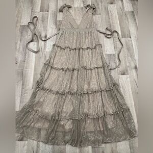 Elegant Taupe Tiered Maxi Dress